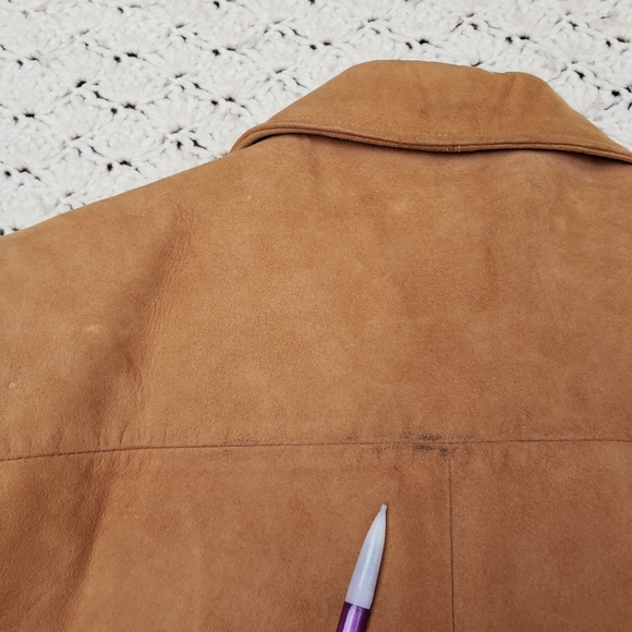 Vintage Field & Stream Leather Suede Windbreaker AquaSuede Button Front Jacket - Picture 8 of 11